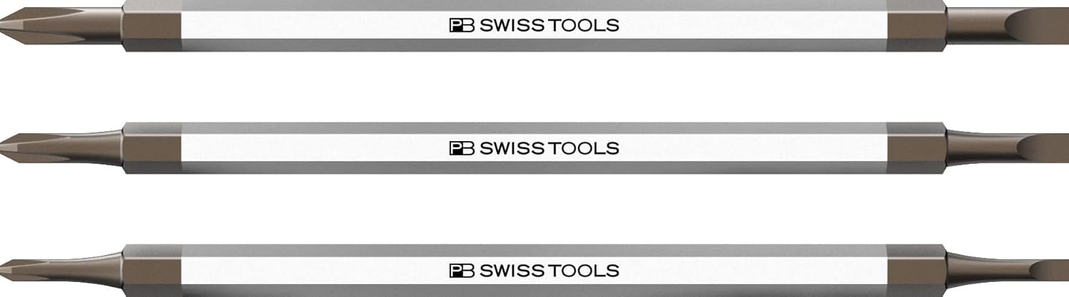 PB Swiss Tools Small Screwdriver Pocket Tool PB 169.V02 CN | 100% Swiss Made | with Slim Handle and 3 Reversible Blades for Slotted, Pentalobe and Phillips Screws