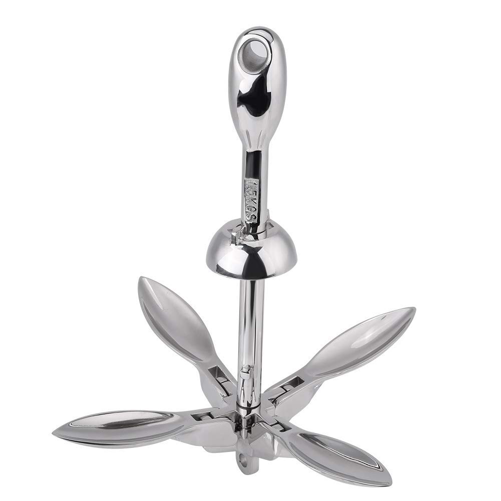 Klappanker Bootsanker 1,5 kg Klappanker Bootsanker Edelstahl Ersatzanker für Boote Yacht Silber für Boot A