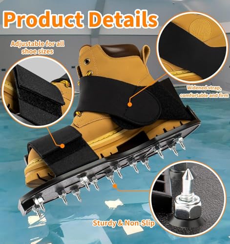Image of Epoxy Floor Spiked Shoes Fully Assembled Gunite Spiked Shoes with 3 /4 inch Short Spikes for Garage Floor Epoxy, Overlays, Cover Installation,1 Pair (Black)