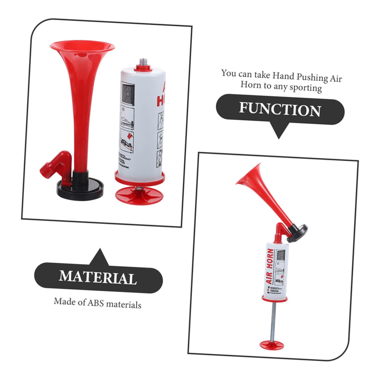 TOYANDONA 2 Stück Handliches Air Horn Fußball Event lautes Handpumpe Horn für Sportveranstaltungen Partys Boote und Fanfans Rote Cheerleader Pfeife für Feierlichkeiten und Spiele