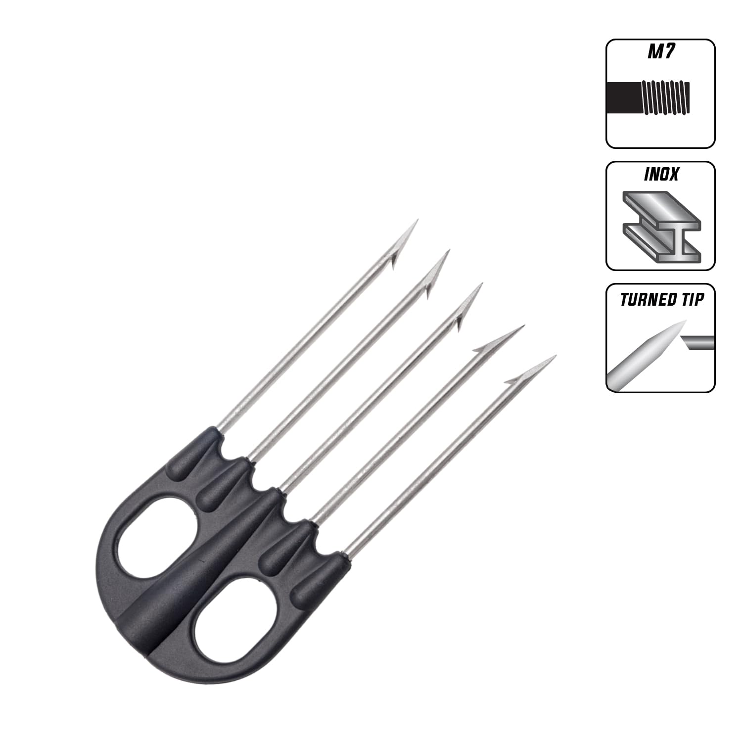 Abysstar Fiocina Pesca Sub Base Nylon 3 Puntas INOX 5, Adultos Unisex, Inoxidable