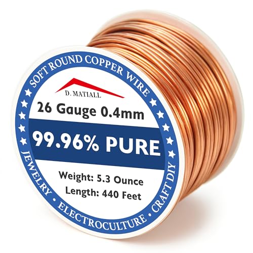 Image of Copper Wire 99.95% Pure - 26 Gauge 0.4mm - 440 Feet 5.3 Ounce Spool - C11000 Soft Copper Wire Craft Wire for Gardening, Electroculture, Jewelry Making, Beading, Ground Wire & DIY (26 Gauge, 5.3 Ounce)
