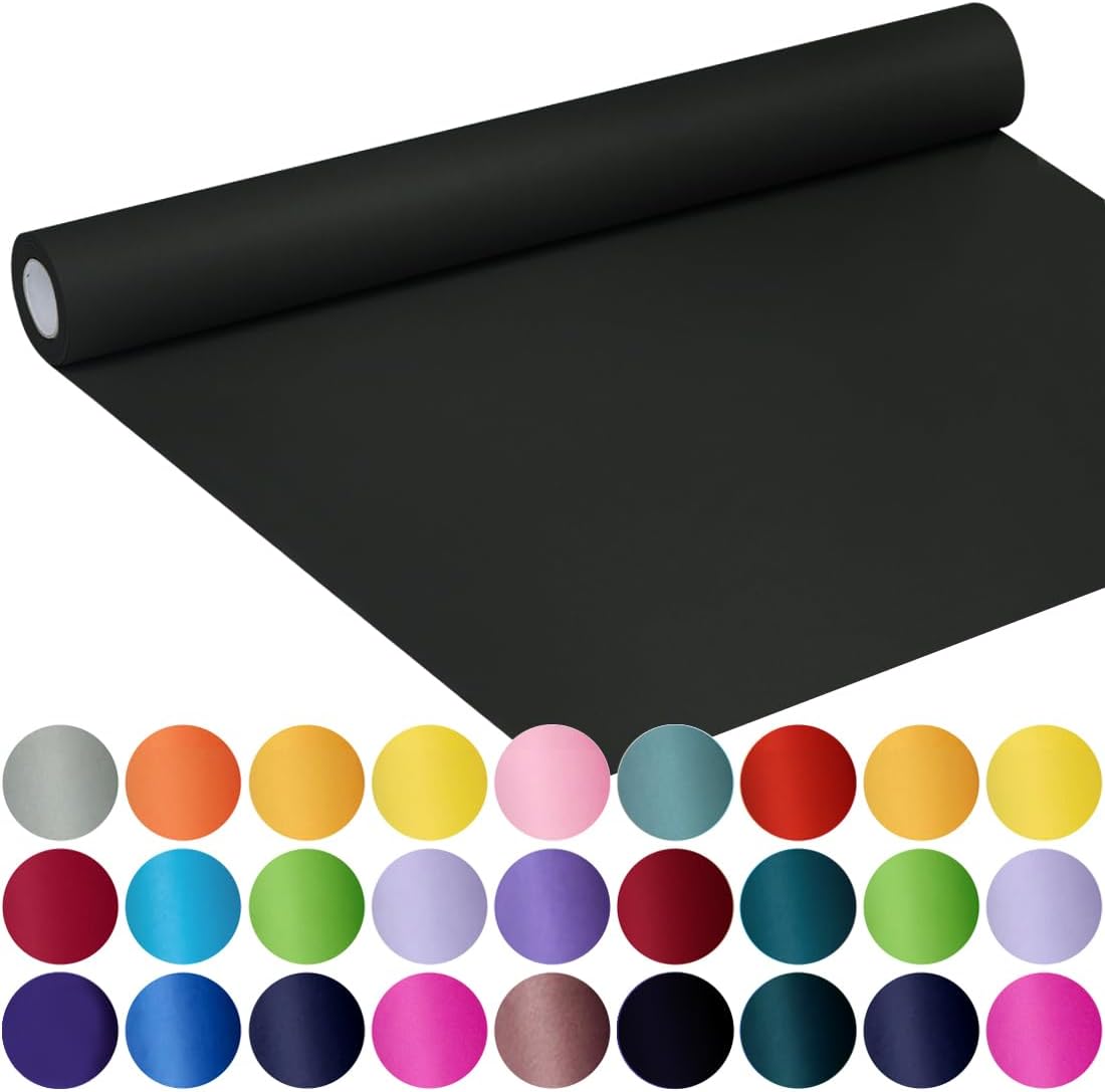 SMART&CASUAL 17.8" x 760" (63') Black Kraft Craft Paper Roll for Gift Wrapping Bulletin Board Bouquet Flower Kids Art Packing Parcel Table Covering 80GSM 55LB (Black, 17.8" x 63')