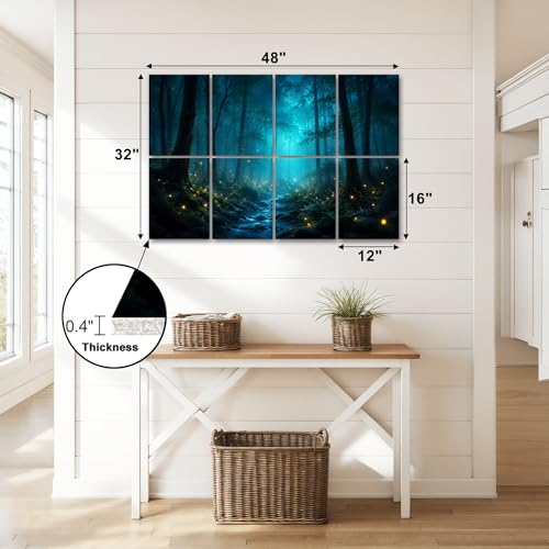 8 Paneles Acústicos de Arte Pack 8 Piezas, Absorbentes de Sonido, Diseño Fantasy Bosque Nocturno, Paneles Decorativos Autoadhesivos para Estudios de Grabación, 48"x32" miniatura 2