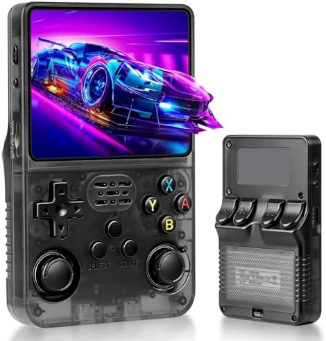 PLUSPOINT R36S Portable Handheld Game Console (64GB) with 18000+ Retro Classic Preloaded Video Games, 3.5 Inch IPS Display,Rechargeable Battery , Pocket Arcade Gaming Device (Black)