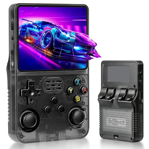 Image of PLUSPOINT R36S Portable Handheld Game Console (64GB) with 18000+ Retro Classic Preloaded Video Games, 3.5 Inch IPS Display,Rechargeable Battery , Pocket Arcade Gaming Device (Black)