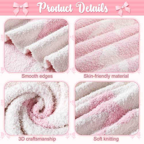 Image of Mindsoft Pink Bow Blanket 50 x 60 Inch Coquette Blanket Soft Preppy Throw Flannel Cozy Lightweight Aesthetic Cute Decoration Bedroom Decor Couch Sofa Chair, Ideal Gift for Sofa Couch Travel Bed