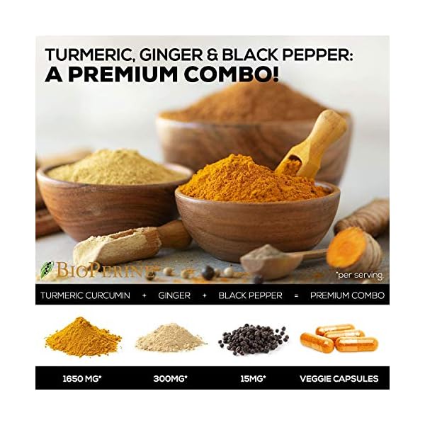 Turmeric-Curcumin-with-BioPerine-Ginger-95-Curcuminoids-1950mg-Black-Pepper-for-Absorption-Made-in-USA-Natural-Immune-Support-Turmeric-Ginger-Supplement-by-Natures-Nutrition-120-Capsules Turmeric Curcumin with BioPerine & Ginger 95% Standardized Curcuminoids 1950mg - Black Pepper for Max Absorption, Herbal Joint Support, Natures Tumeric Extract Supplement Non-GMO - 120 Capsules