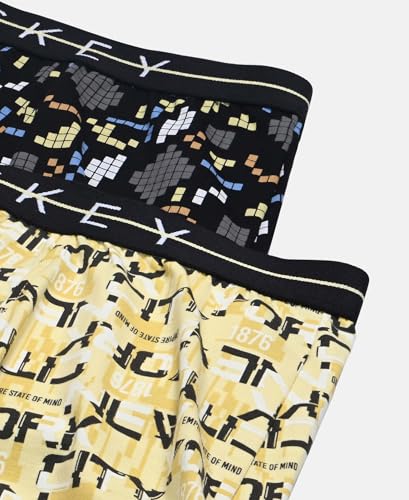 Image of Jockey NB02 Boys Super Combed Cotton Elastane Stretch Printed Trunk with Front Open Fly and Ultrasoft Waistband (Pack of 2, Colors & Prints May Vary)