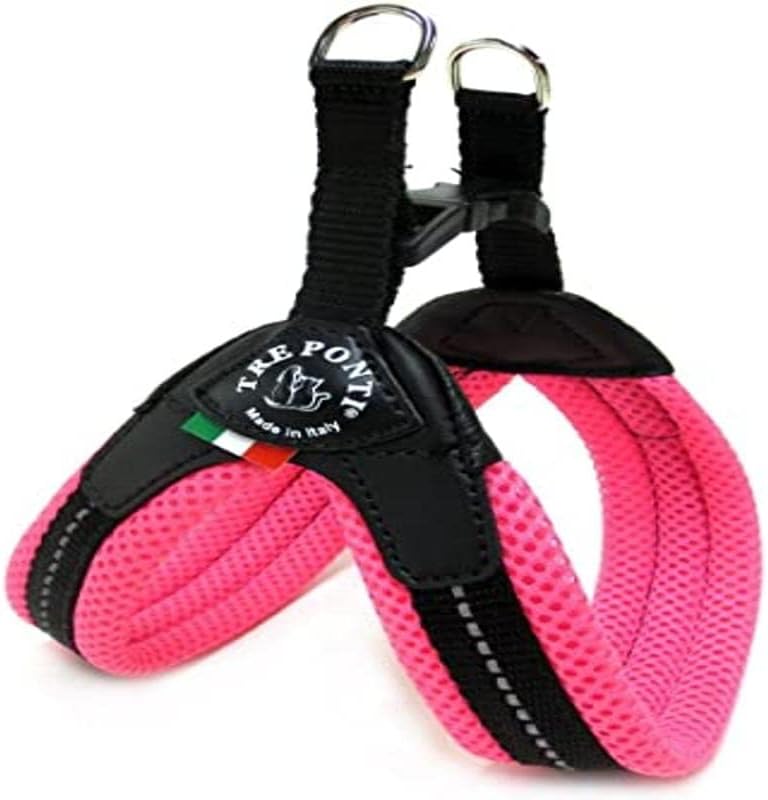 TRE PONTI Easy Fit Mesh Fix Neon Dog Harness, Size 2, Pink