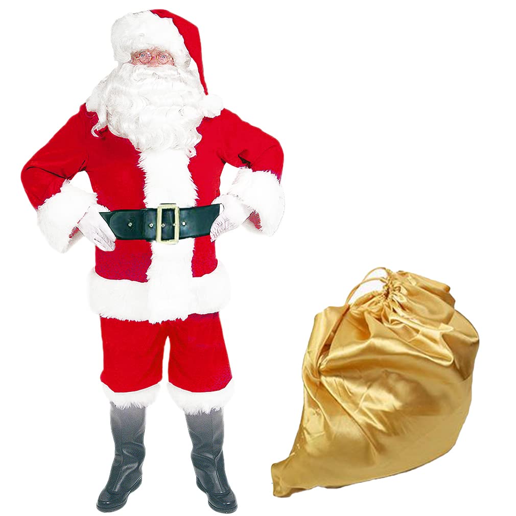 SELORE Disfraz de Papá Noel adulto para hombre, vestido de Papá Noel unisex, Santa Claus Christmas Suit (XL)