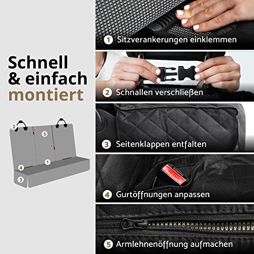 AMZPET ISOFIX Hunde-Autositzbezug - Wasserfest, Kratzfest, rutschfest, Abwaschbar (133 x 56 cm)