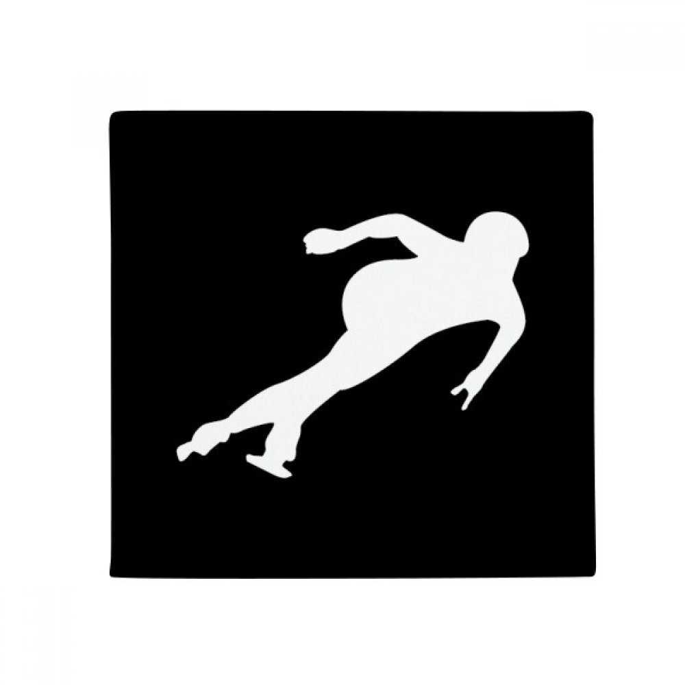Cadeau patinage sports d'hiver silhouette noire : tapis antidérapant déco