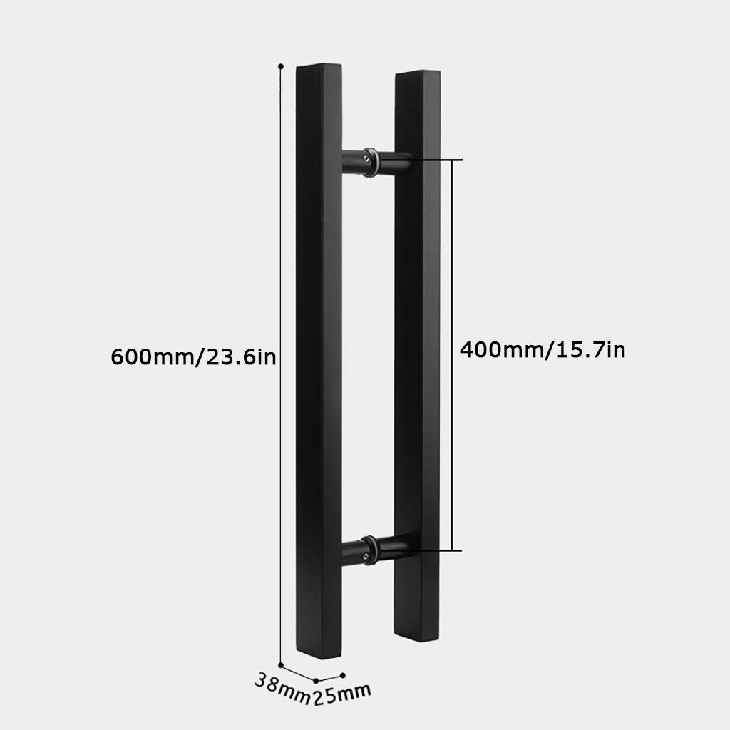 Juego de herrajes para Puerta, manija de Puerta de Tubo Cuadrado Negro de Acero Inoxidable Duradero para Puerta de Vidrio, Puerta de Madera, Puerta de Empujar y jalar, Puerta corredera, Puer