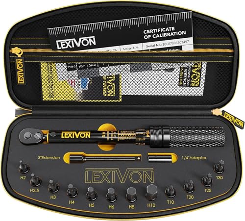 LEXIVON Cle Dynamometrique Velo 1/4, 2-26Nm CW (±4%) CCW (±6%), Clé Dynamométrique Moto,...