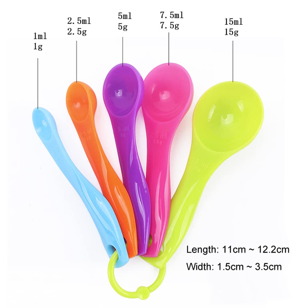 Set De 5 Cuillères à Mesurer En Plastique - Pour Farine, Sucre, épices, Avec Graduations Précises