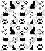 AWS Set Water Pfote Katze Fingerprint Packungsbeilage Welpe Kätzchen Nägel Nail Art Aufkleber Silhouette übertragbar Wasser Sheet of Cat Paw Stickers Tatze Varianten Cat Paws selbstklebend, schwarz