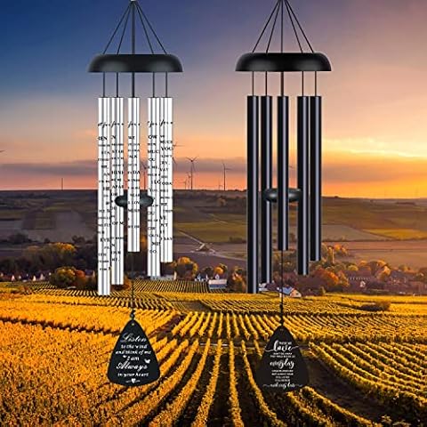 Sympathy Memorial Wind Chimes for Outside Loss of Loved One, Sympathy Gift Baskets Windchimes Outdoors in Memory of A Loved One, Grief Funeral Bereavement Memorial Gifts for Loss of Father Mother, 32" Cover