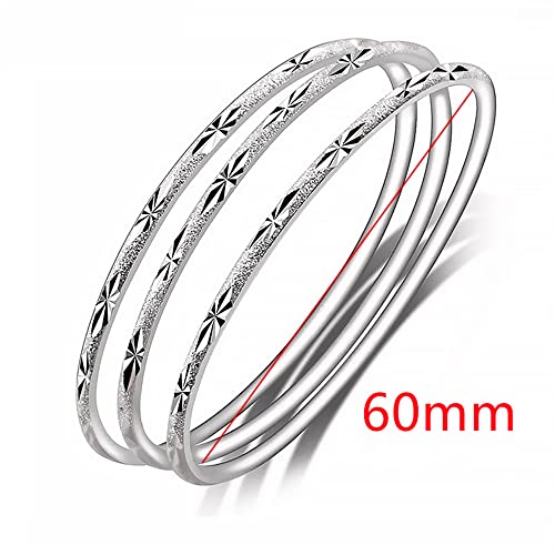 Sterling Silver Bangle Bracelets For Women,Fashion Jewelry Simple Adjustable 925 Silver Cuff Bangles For Women Mom Wife Valentine Mothers Day Gift (Inner Diameter 2.36Inch) #TOP2