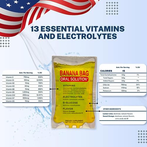 Banana Bag Oral Solution: Sweet Orange Electrolyte & Vitamin Powder Packet For Reconstitution In Water To Drink, Pack Of 30 #TOP2