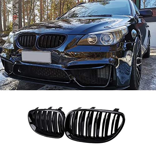 Grille De Calandre BMW Série 5 E60 E61 M5 2003-2009 - Noir Brillant - Style Double Barre Sport - Ref 51712155446