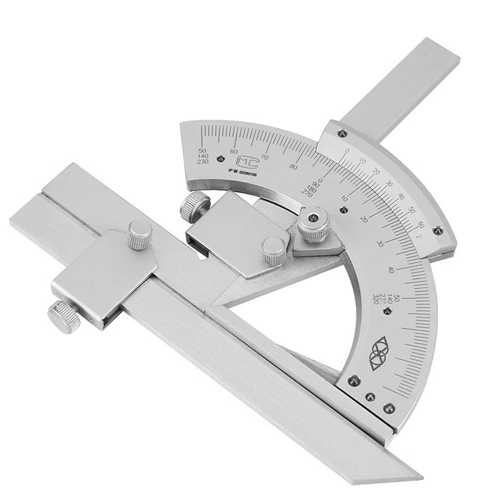 OUSIKA Stainless Protractor 0-320 Degrees Precision Angle Ruler Measuring Finder Ruler Adjustable Vernier Protractor Measuring Ruler Gauge