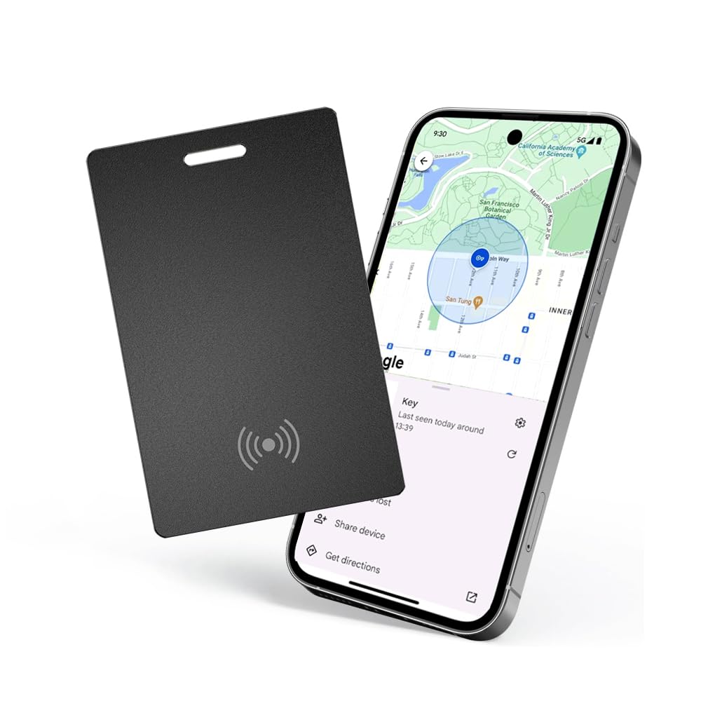 Wallet Finder for Android,Bluetooth Tracker Card Item Finder Works with Google Find My Device (Find Hub) App,IP68 Waterproof Wallet Tracker Card,Wireless Rechargeable Tracking Tag,for Luggage,Tags