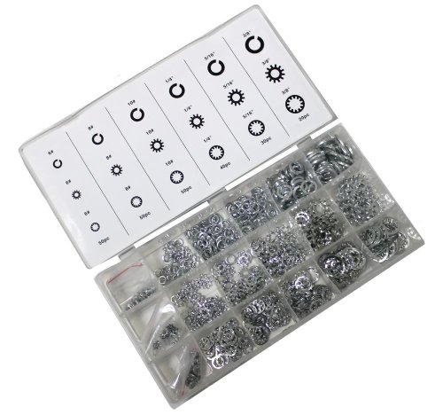 AERZETIX - Boîte Assortiment de 720 rondelles Frein à Ressort, Denture extérieure, Denture intérieure - C2710