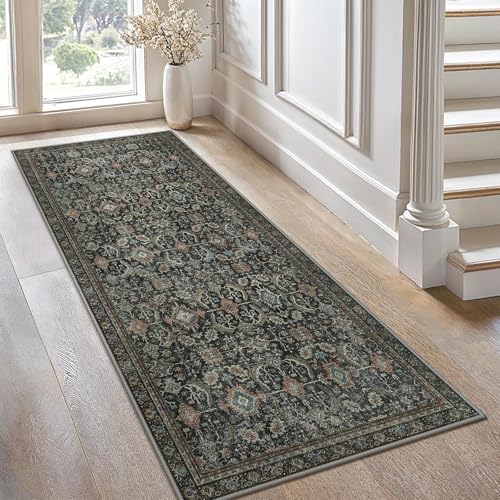 GENIMO Teppich Wohnzimmer Vintage Orientalischer rutschfest & Waschbare | Boho Vintage Orientalischer Teppiche, Kurzflor Wohnzimmerteppich, Rutschfest Carpet, für Schlafzimmer, Esszimmer, Büro