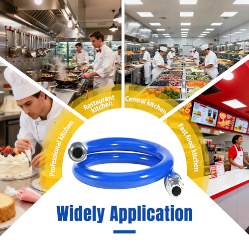 Commercial Gas Hose/Connector Kit 3/4 × 48 Inch,1675KIT48 Safety System Kit with CSA Certification,Flex Gas Line Hose Kit for Commercial Kitchen,Comes with A Swivel Head