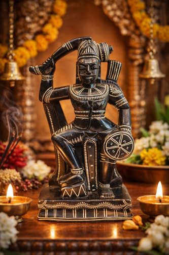 Image of Lord Karupasaamy, Lord Iyyanar, Lord Muniswarar Statue, Traditional Hindu Deity Figurine, Bronze Material, Home Decor, Figurist HUB (Small)
