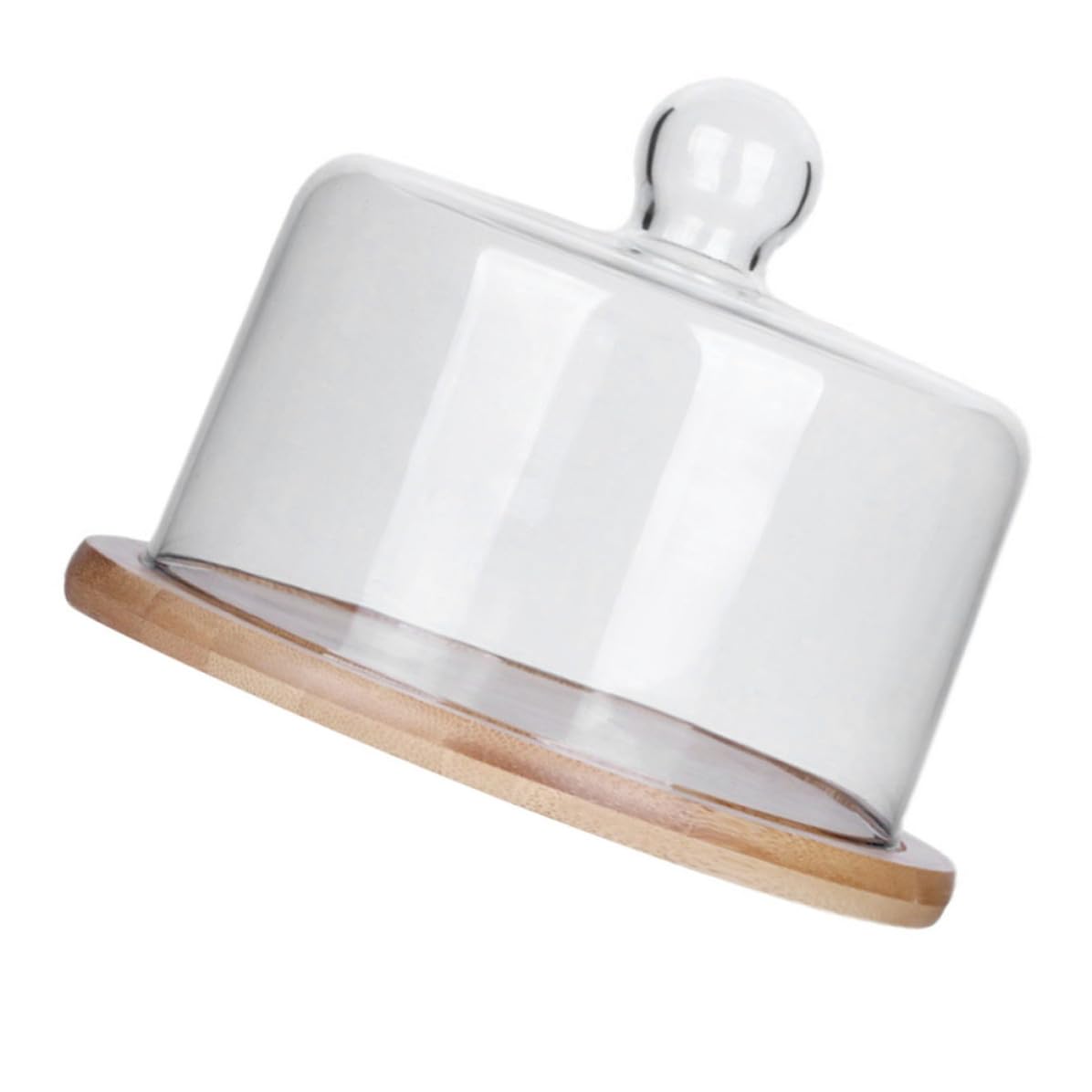 Cubierta Transparente de Vidrio para Pastel con Bandeja de Madera, Tapa Segura Buen Sellado para Exhibición de Tartas en Fiestas Casa