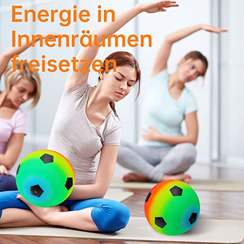 PVC Bouncy Kickball,4Stück Kinder Spielball,PVC Soft Ball für Kinder mit Pumpe,Mehrfarbig Regenbogen Ball,8,5 Zoll Regenbogen-Spielplatzbälle Strandball Softball für Drinnen und Draußen (Neon-Fußball)