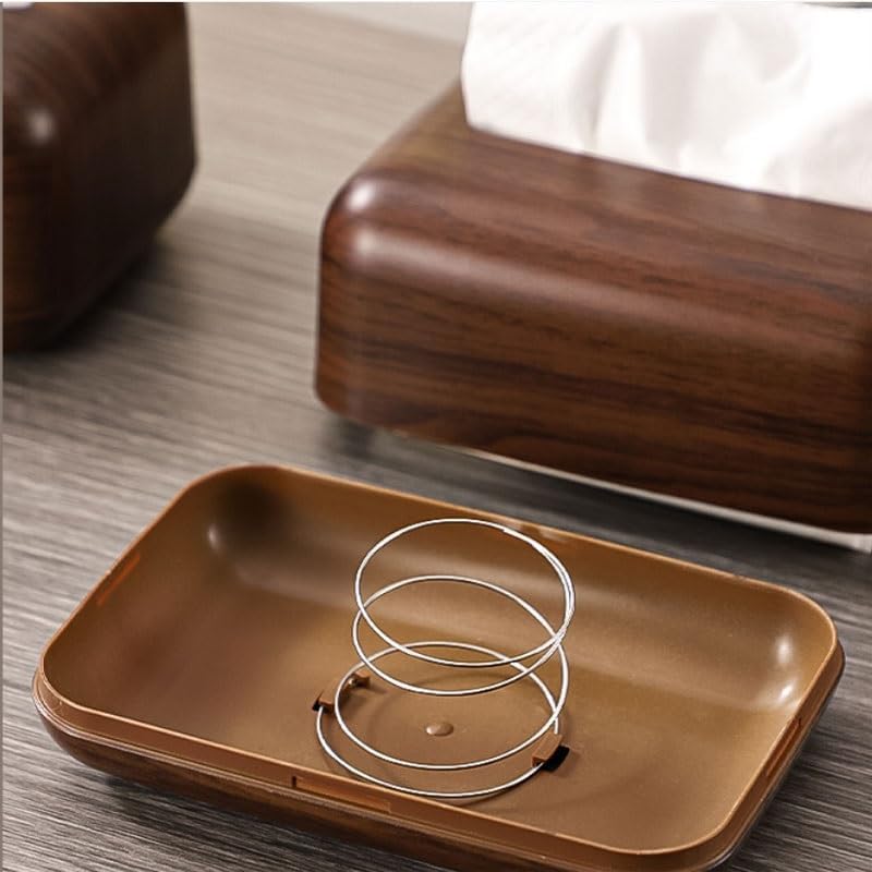 Walnut Imitation Wood Grain Chinese Tissue Box for Living Room Dining Table Office Desk High End Antique Storage