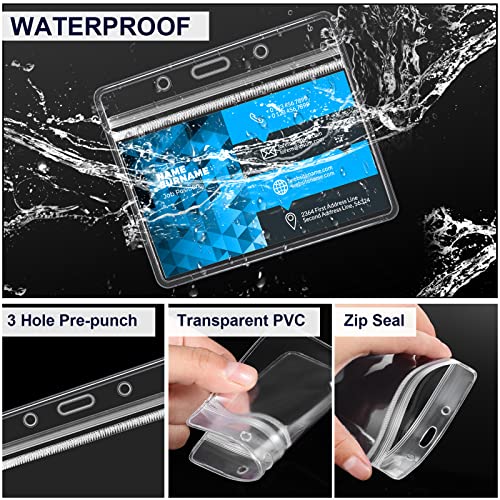 100 Sets Clear Name Tags With Lanyard, Lanyards For Id Badges Reusable Lanyard With Id Holder Plastic Name Badges With Lanyards For Adults Kids Business School Church Conferences (Dark Blue) #TOP3