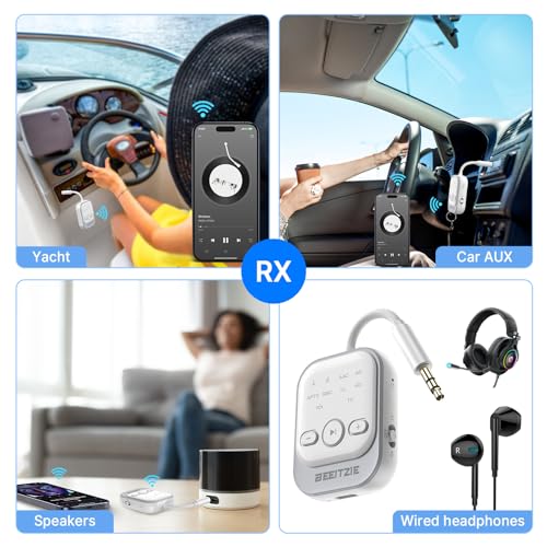 Beeitzie Ultra Bluetooth 5.4 Transmitter & Receiver,2-in-1 Wireless Audio Transmitter for TV/PC/Airplane, Dual Pairing for AirPods/Headphones, AptX LL& HD, Aux for Home/Car Stereo & Speakers - image 6