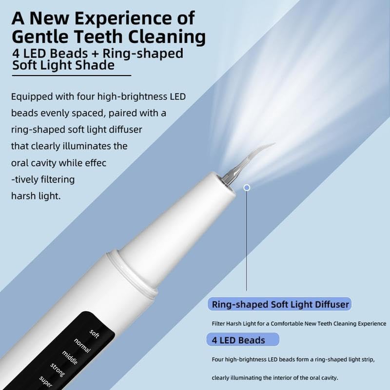 Miniatura 7 de Removedor de placa oral recargablesarro para dientes, cuidado bucal, kit de limpieza de dientes con luz LED y 5 modos ajustables escalador dental