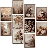 Benjia 10Pcs 8x10 inch Fall Wall Art Prints, Retro Rustic Aesthetic Vintage Autumn...