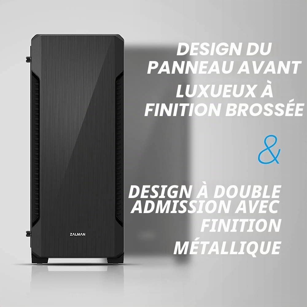 Zalman - S3 - Boîtier PC ATX Mid-Tower - Panneau latéral en Verre trempé - 3 Ventilateurs de boîtier 120 mm pré-installés, Noir