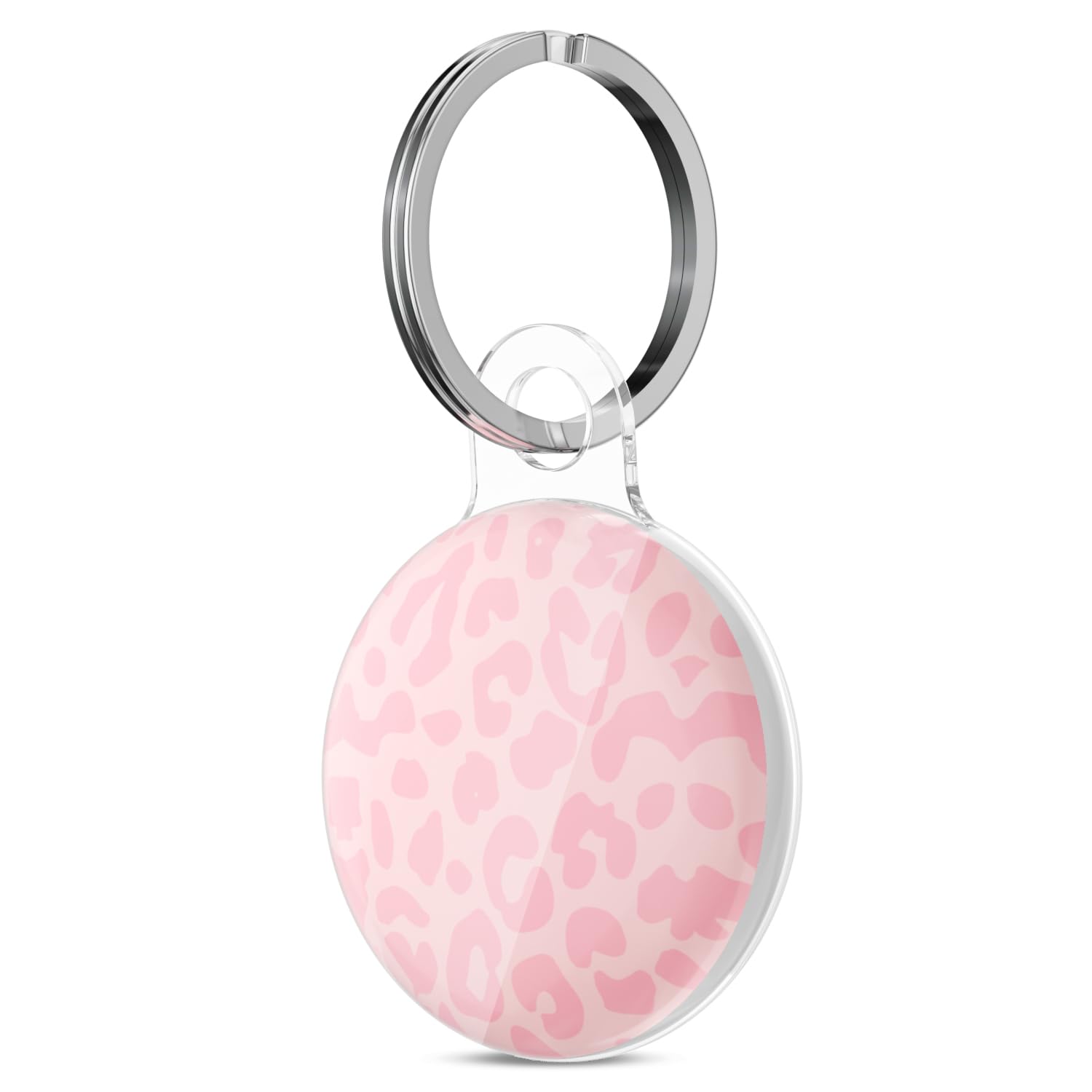 Svanove for Airtag Holder Case Cheetah Print, Leopard Pattern Airtag Keychain, Luxury Trendy Air tag Accessories, Cute Girly Aesthetic Design Itag Key Ring Cover for Women Girl Kids, Pink - 1