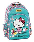  Graffiti Hello Kitty Mochila Escolar, 44 cm, Verde (Mint)