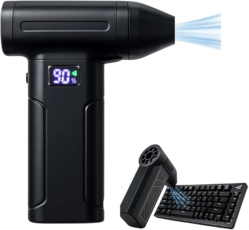 Soprador Elétrico Portátil, 130000 RPM, 3 Velocidades, Sem Fio Recarregável, Display Digital, Multifuncional para Limpeza de Eletrônicos