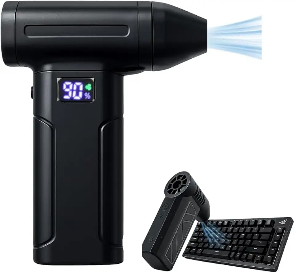 Soprador Elétrico Portátil, 130000 RPM, 3 Velocidades, Sem Fio Recarregável, Display Digital, Multifuncional para Limpeza de Eletrônicos