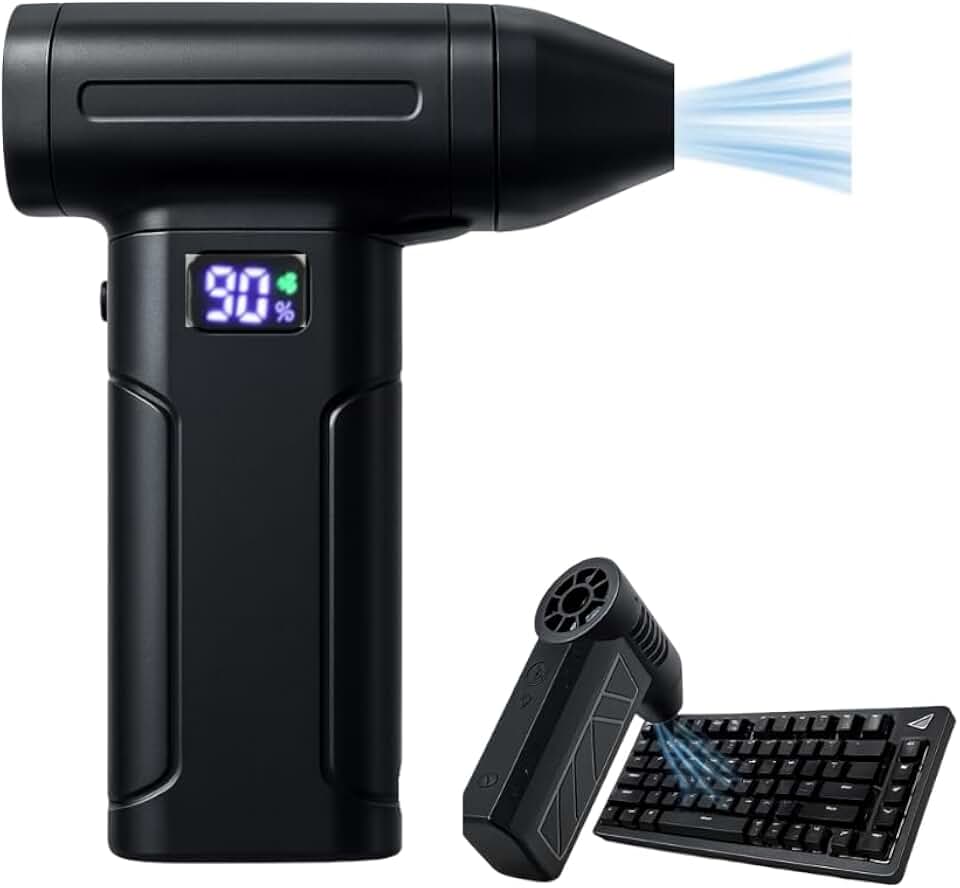 Soprador Elétrico Portátil, 130000 RPM, 3 Velocidades, Sem Fio Recarregável, Display Digital, Multifuncional para Limpeza de Eletrônicos