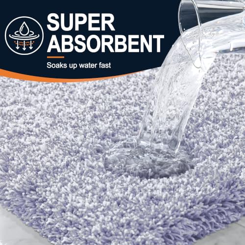 OLANLY Microfiber Bathroom Rugs 47x17, Quick Dry Mat, Lavender and White by OLANLY - Used condition - Image 3
