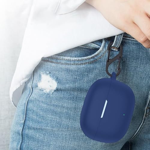 Image of Prolet Earbuds Case Compatible with Realme Buds T200x /T200 Lite, Silicone Shockproof Dustproof Cover, 360 Degree Protection, Anti-Scratch Soft TPU Skin, Carabiner Hook (Blue)