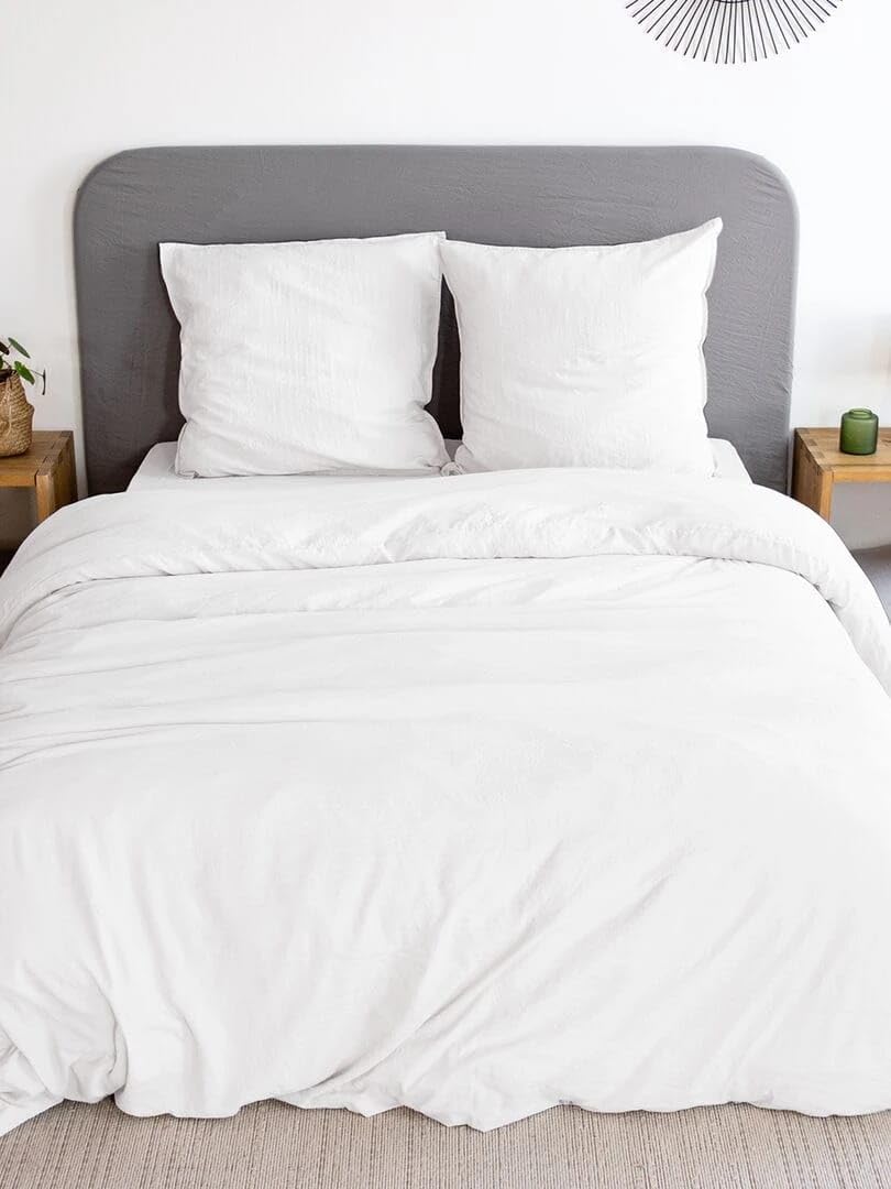 Funda nórdica de 220 x 240 cm, 100% algodón, 57 hilos/cm², color blanco