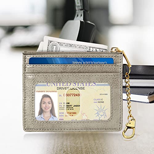 Image of SEAVILIA Card Holder Keychain Wallet for Women with ID Window RFID Coin Purse Bee Gifts Slim Minimalist Small Wallet