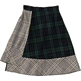 （Bee） ビー チェック柄スカート 切り替え キッズ ジュニア フレア ミモレ丈 ロング 春 秋 冬 bbb01642 100cm グリーン系チェック