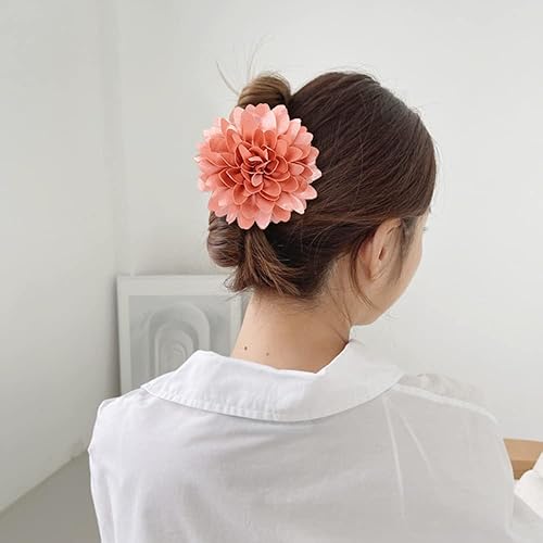 Miniatura 9 de Cinaci Paquete de 4 pinzas de plástico negro para el cabello con pasadores de lazo de flores de satén grandes y grandes, accesorios para el cabello